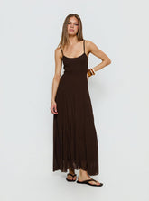 Janeira Pleat Maxi Dress Chocolate