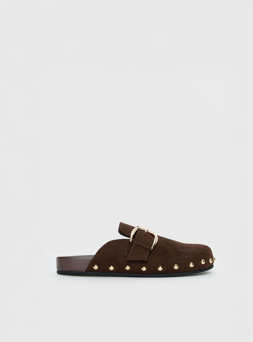 Way Life Goes Stud Detail Clogs Chocolate