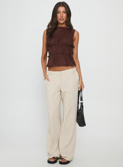 Endless Summers Tie Side Top Chocolate