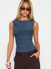 Persuade You Ruched Top Blue